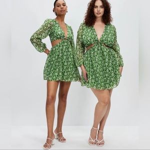 Green floral Abercrombie cut out mini dress